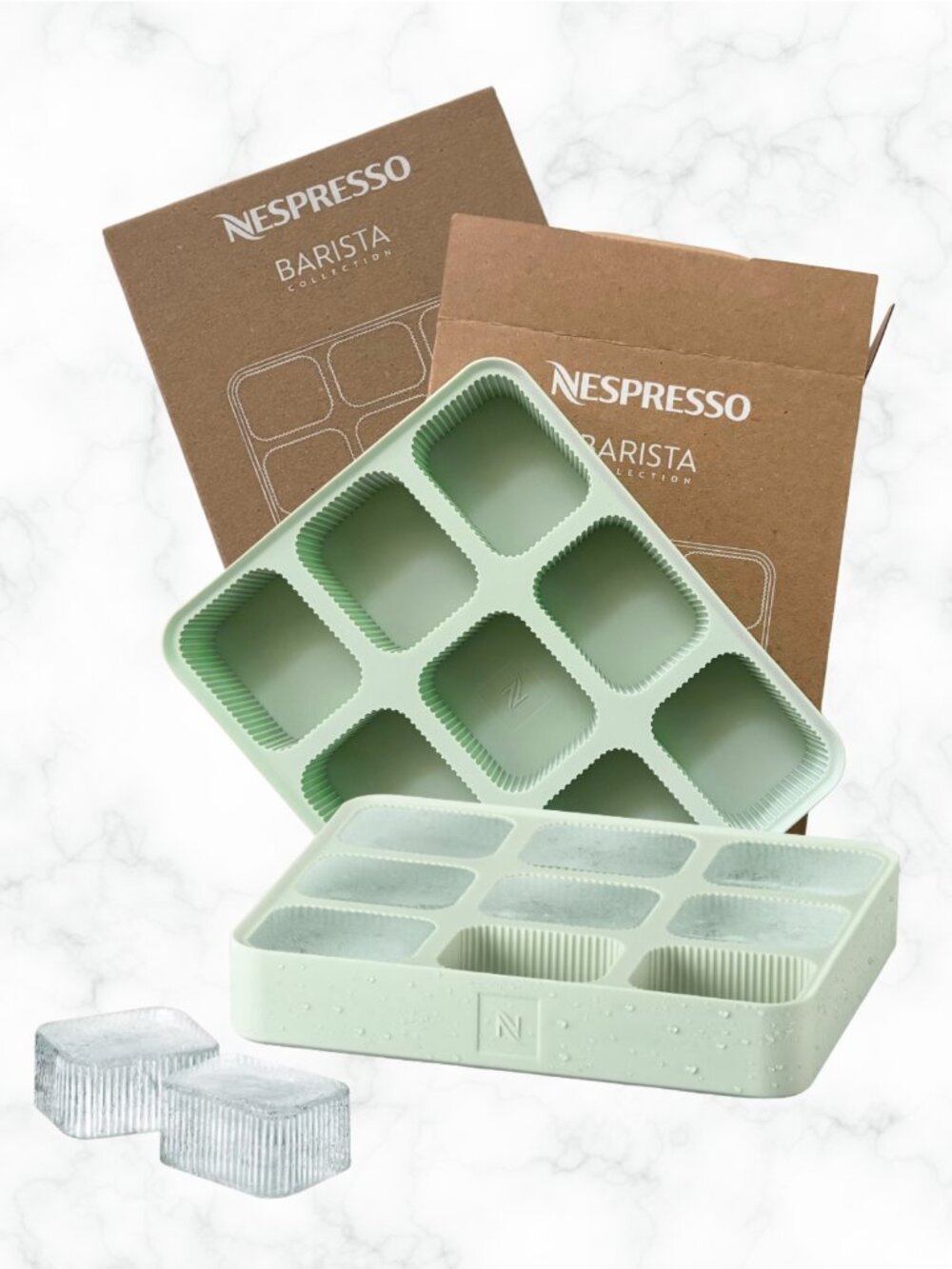 NIB | Set of 2 NESPRESSO Barista Silicone Ice Cube Trays Aquamarine Blue